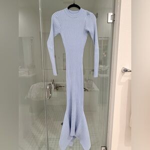 Fashion Nova Light Blue Striped Long Sleeve Dress